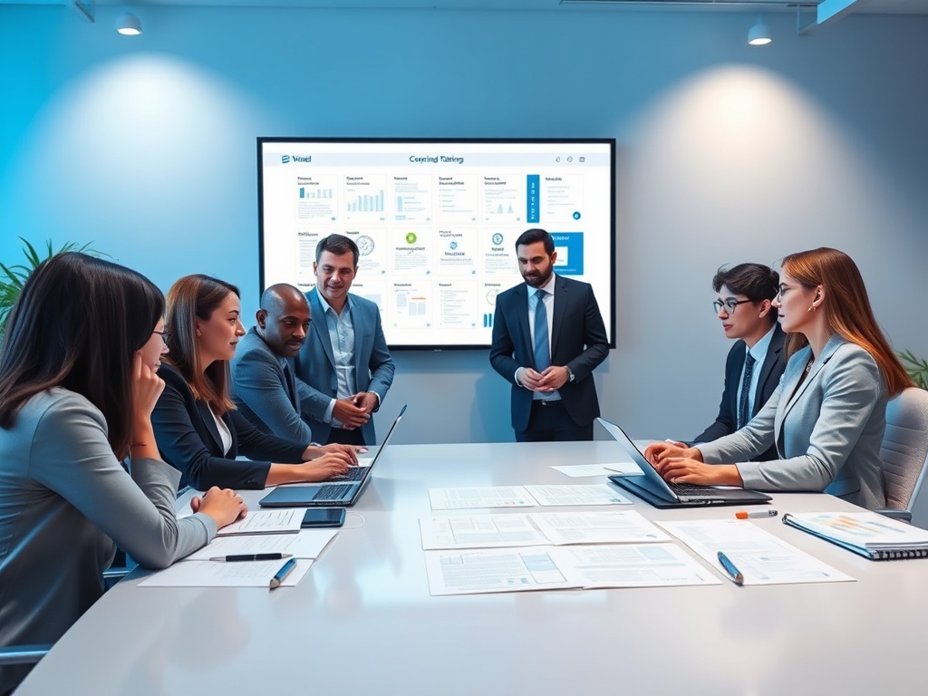 "A polished corporate training scene