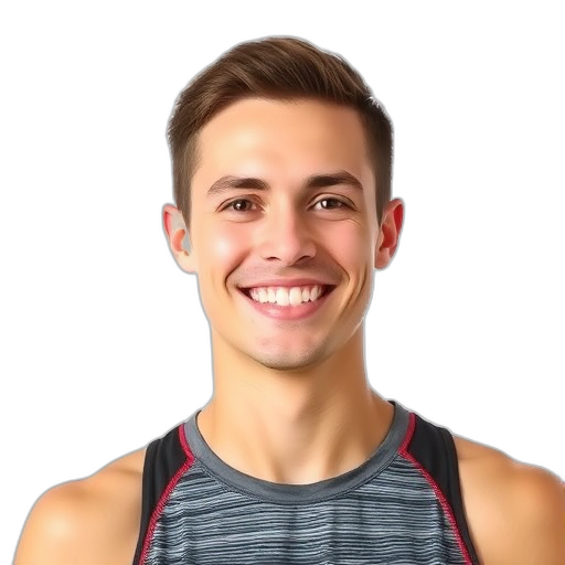 Smiling person in athletic attire against a white background.