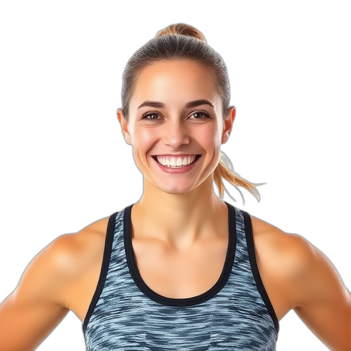 A smiling person in athletic attire against a white background.