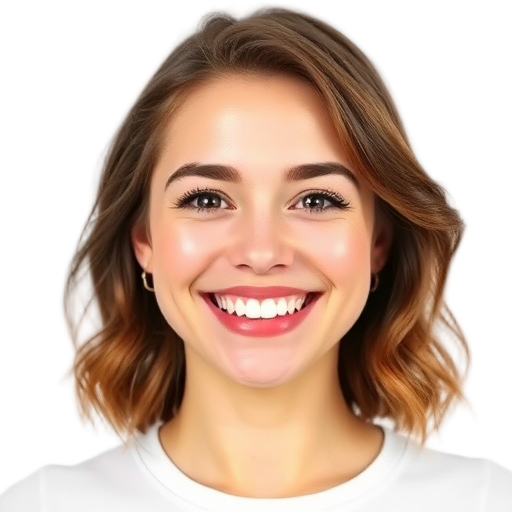 Smiling person with medium-length hair against a white background.
