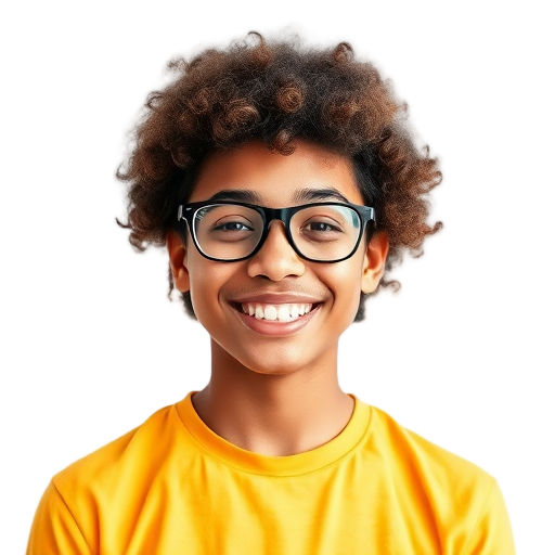 A smiling person in glasses against a white background.