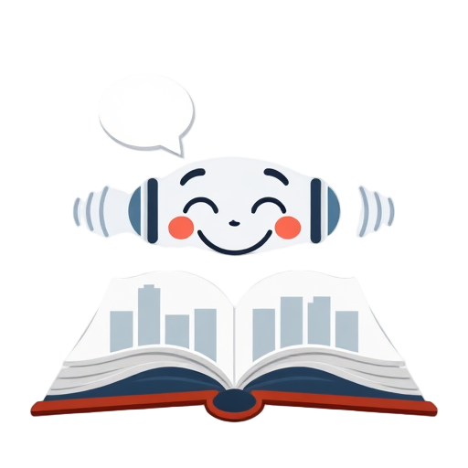 "open book" "smiling face" "speech bubble" "city skyline" "audio waves"