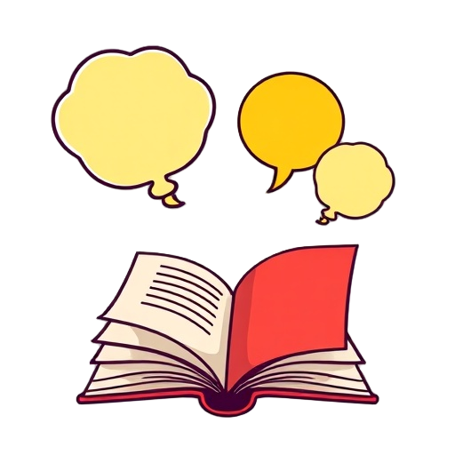 Carefully describe an image in great detail that needs to be generate, use quotes to split visual things. "summer" "thought" "talk" "book" "speech bubbles"