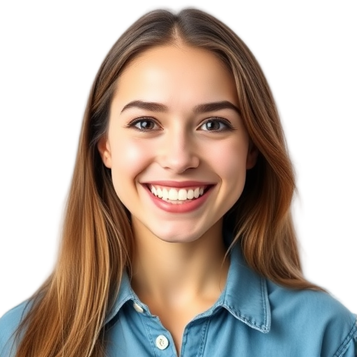 Een persoon die naar de camera glimlacht met een witte achtergrond.