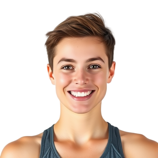 Een persoon die glimlacht naar de camera met een witte achtergrond.