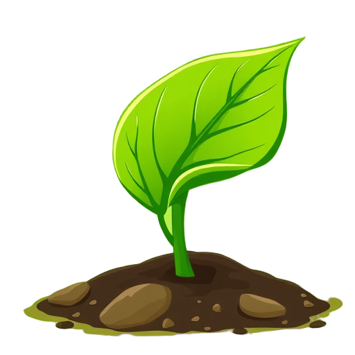 Een groene blaadje dat uit de grond groeit.