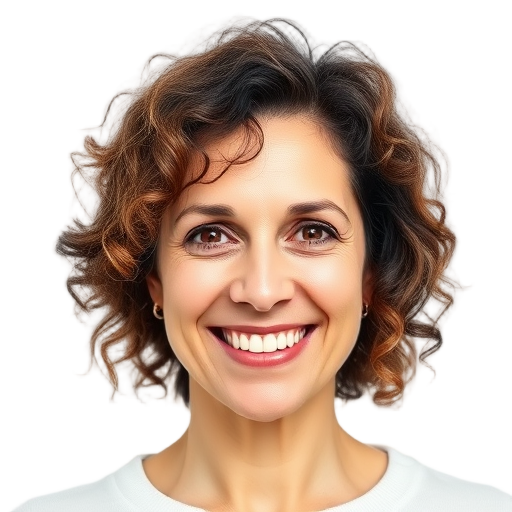 Een glimlachende vrouw met een witte achtergrond.