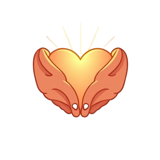 "open heart" "hands cradling" "soft rays"