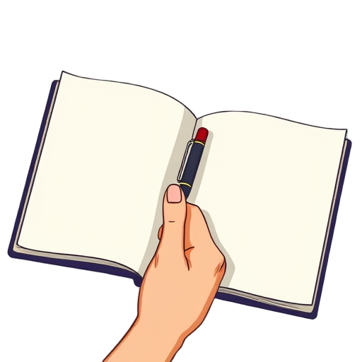 "open notebook" "pen in hand" "flowing script"