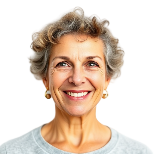 A person smiling to the camera with a white background looking like