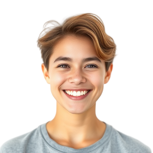 A person smiling to the camera with a white background looking like