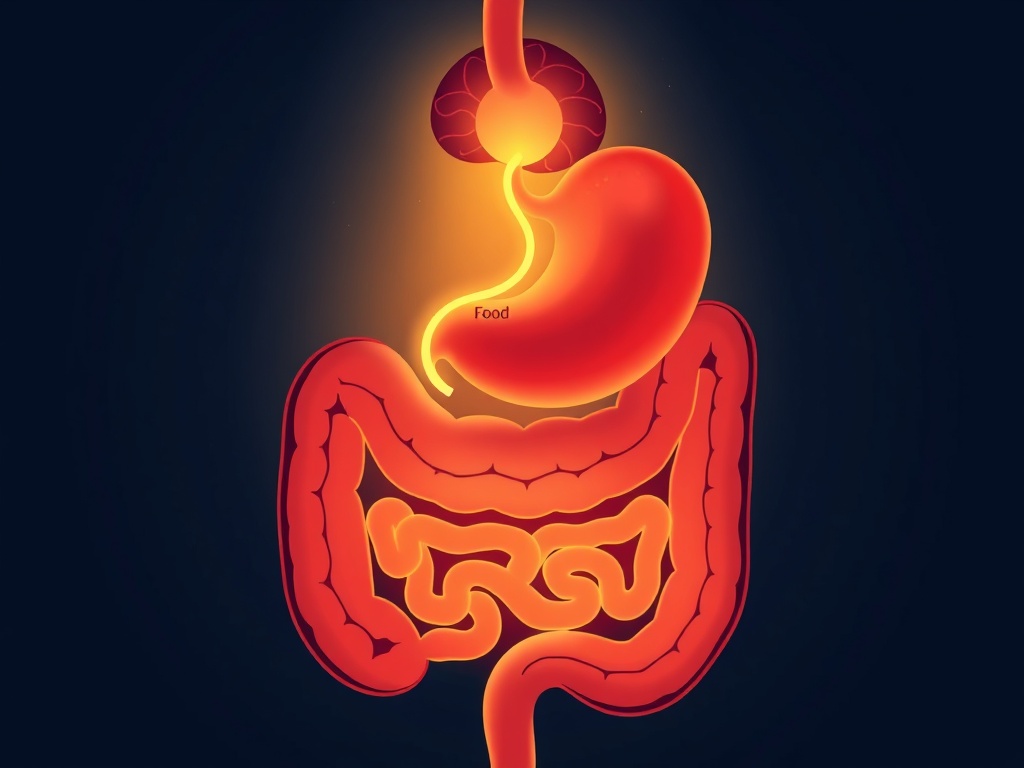 Serene cutaway illustration of digestive system