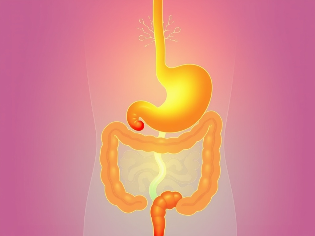 Serene cutaway illustration of digestive system