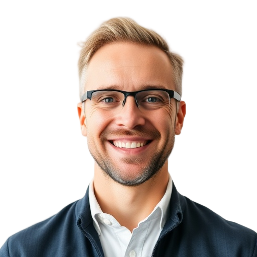 A person smiling to the camera with a white background looking like