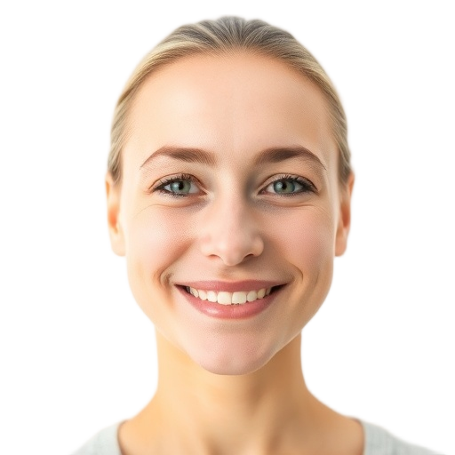 A person smiling to the camera with a white background looking like