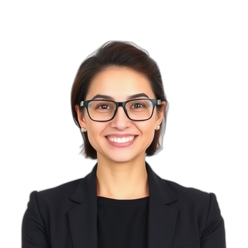 Een persoon die glimlacht naar de camera met een witte achtergrond.