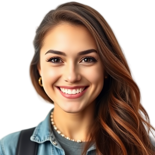 Een persoon die naar de camera glimlacht met een witte achtergrond.