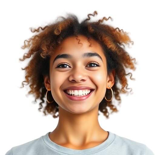 Een persoon met krullend haar die glimlacht.