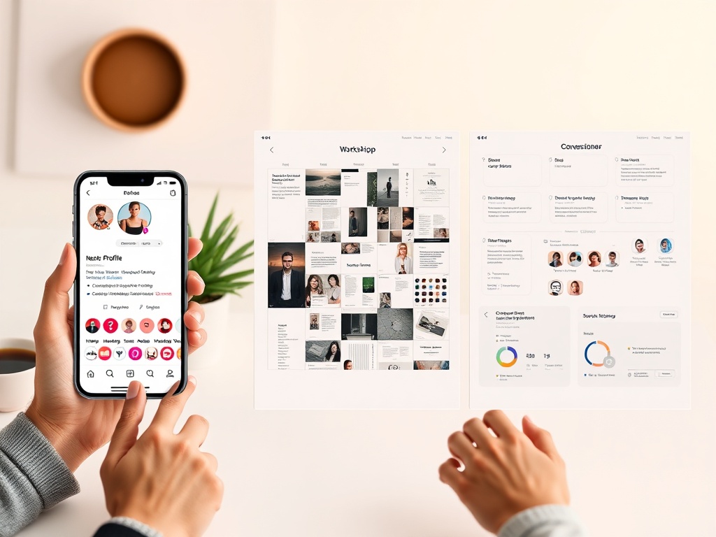 "Three modern workshop panels" "panel one