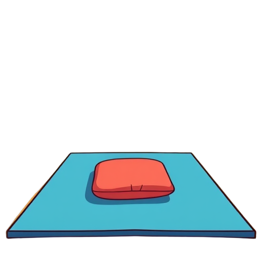 Yoga mat met een kussen erop.