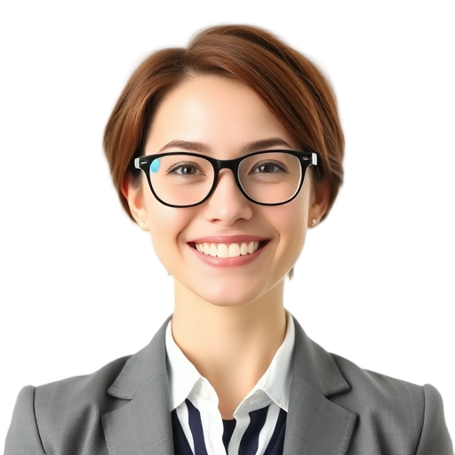 A person smiling to the camera with a white background looking like