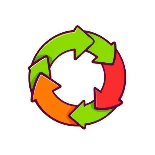 "three arrows" "circular motion" "growth symbol" "bright colors" "clean lines" "flat style"