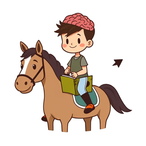 "young rider" "horseback" "mindset brain" "calm face" "open book" "clock timer" "flexible arrow"