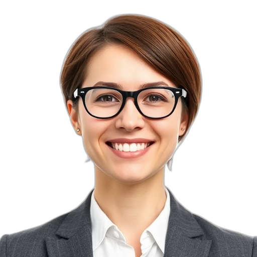 Een persoon met een bril die naar de camera glimlacht.