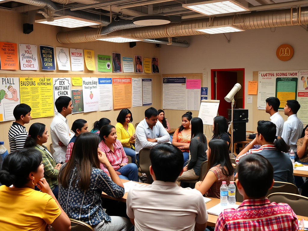 Een levendige workshop met diverse deelnemers in discussie.