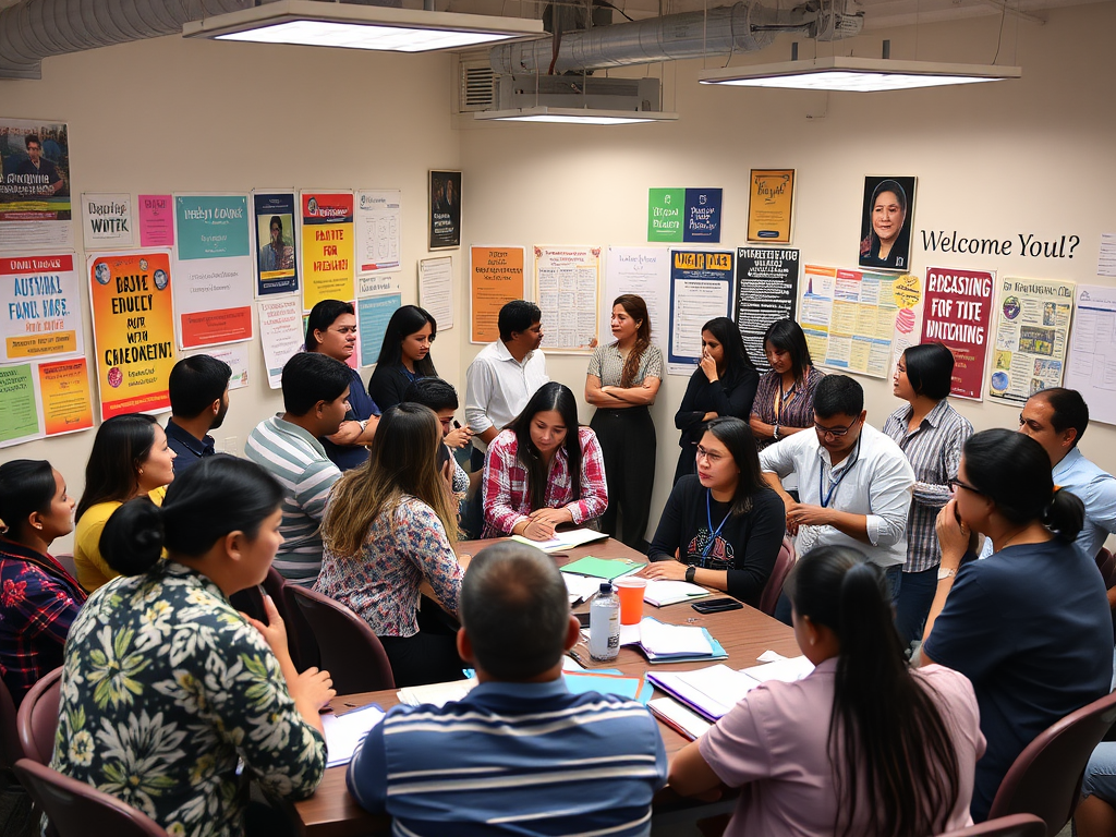 Een actieve workshop met diverse deelnemers in gesprek.