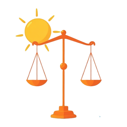 "balanced scales" "calm face" "sunshine rays"