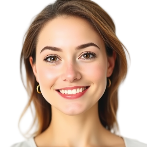 A person smiling to the camera with a white background looking like
