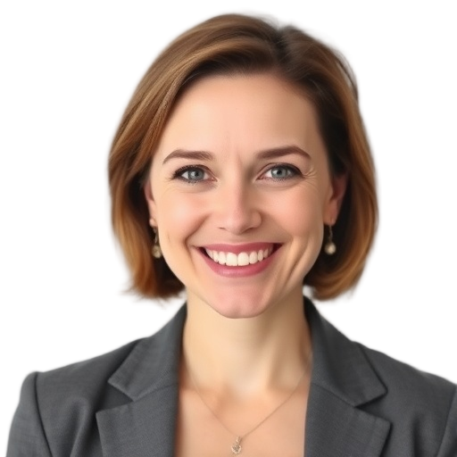 A person smiling to the camera with a white background looking like