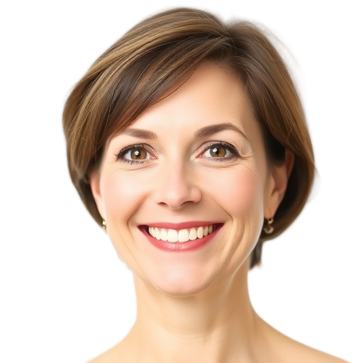 A person smiling to the camera with a white background looking like