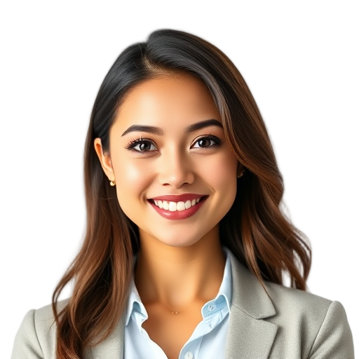 A person smiling to the camera with a white background looking like