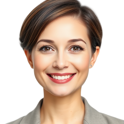 A person smiling to the camera with a white background looking like