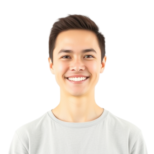 A person smiling to the camera with a white background looking like