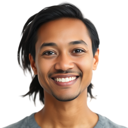 A person smiling to the camera with a white background looking like