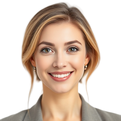 A person smiling to the camera with a white background looking like