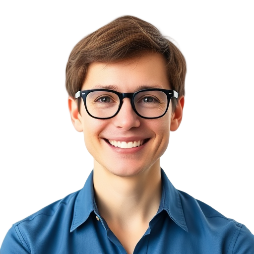 Een persoon die glimlacht naar de camera met een witte achtergrond.