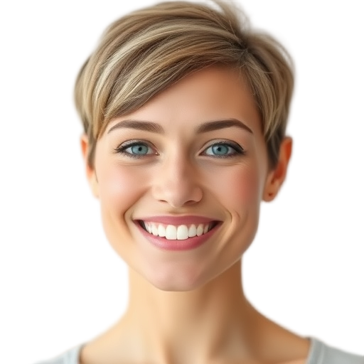 A person smiling to the camera with a white background looking like