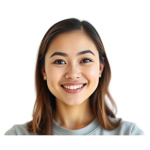 A person smiling to the camera with a white background looking like