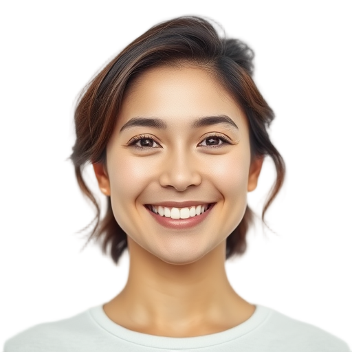 A person smiling to the camera with a white background looking like