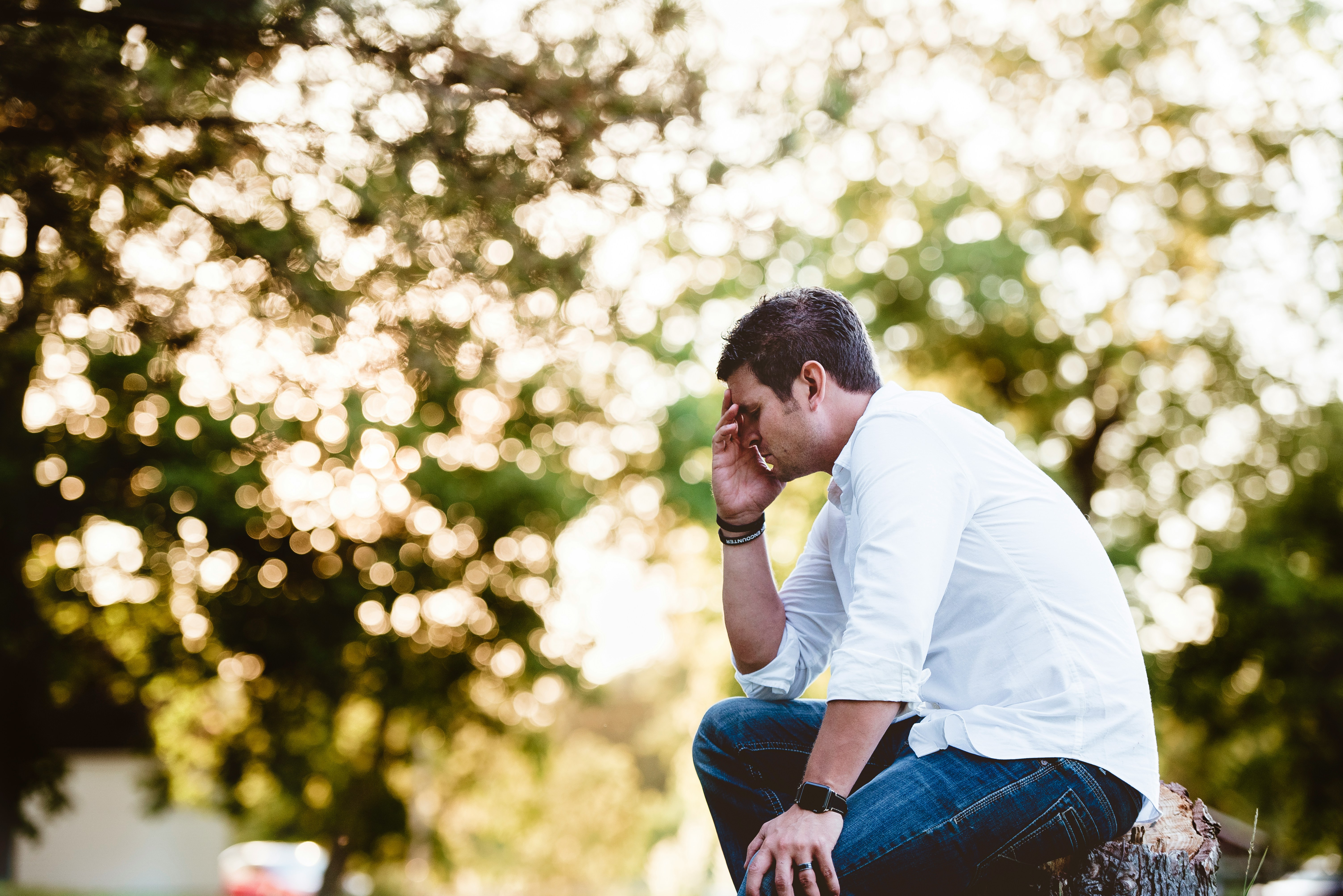 Sad man thinking