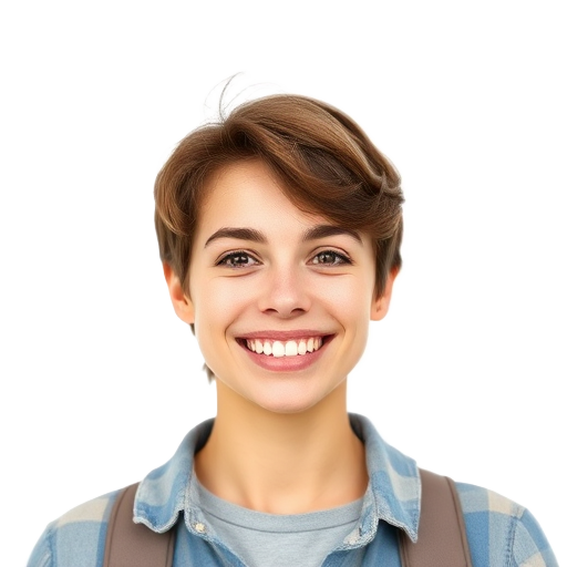 Een persoon die naar de camera glimlacht met een witte achtergrond.