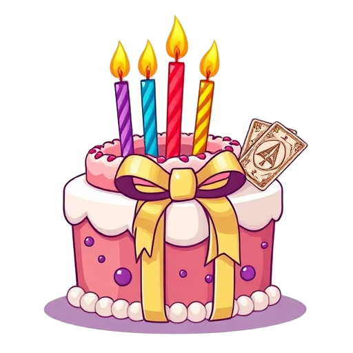 Een vrolijke verjaardagstaart met kleurrijke kaarsen.