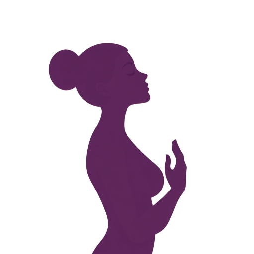 "woman silhouette" "peaceful pose" "soft pastel" "calm expression" "hand heart" "energy waves" "minimalist style" "rounded shapes" "solid color"
