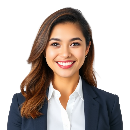 A confident entrepreneur smiling to the camera with a white background looking like