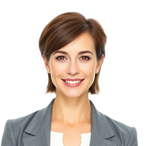 A person smiling to the camera with a white background looking like