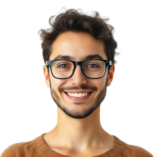 A person smiling to the camera with a white background looking like